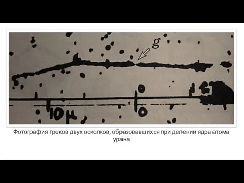 Фотография треков двух осколков, образовавшихся при делении ядра атома урана