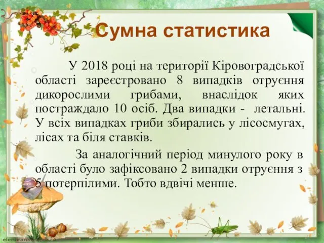 Сумна статистика У 2018 році на території Кіровоградської області зареєстровано 8