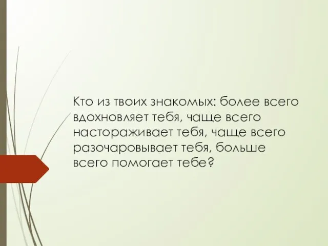 Кто из твоих знакомых: более всего вдохновляет тебя, чаще всего настораживает