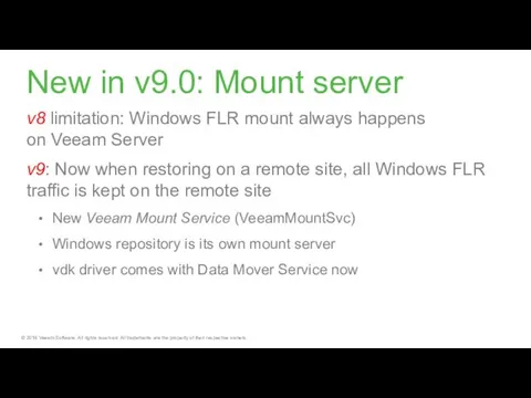 New in v9.0: Mount server v8 limitation: Windows FLR mount always