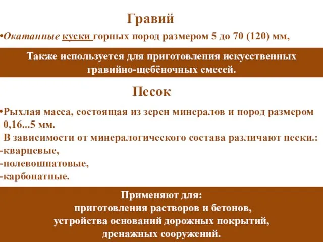 Окатанные куски горных пород размером 5 до 70 (120) мм, Гравий