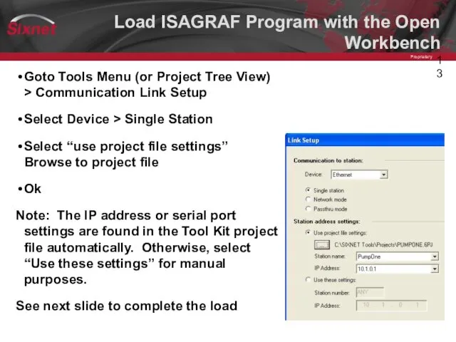 Load ISAGRAF Program with the Open Workbench Goto Tools Menu (or