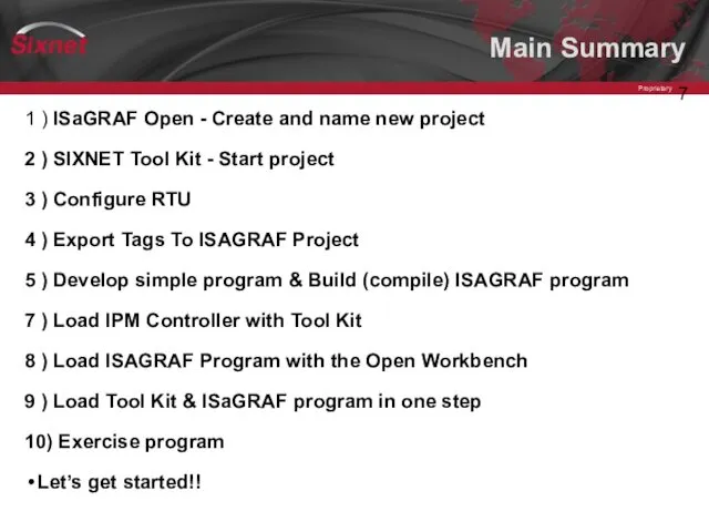 Main Summary 1 ) ISaGRAF Open - Create and name new