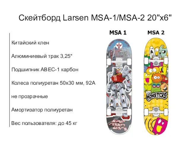 Скейтборд Larsen MSА-1/MSА-2 20"х6"