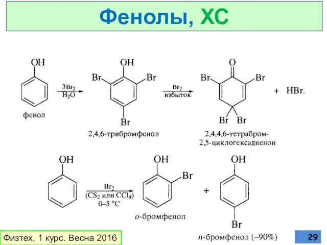 Физтех, 1 курс. Весна 2016 Фенолы, ХС