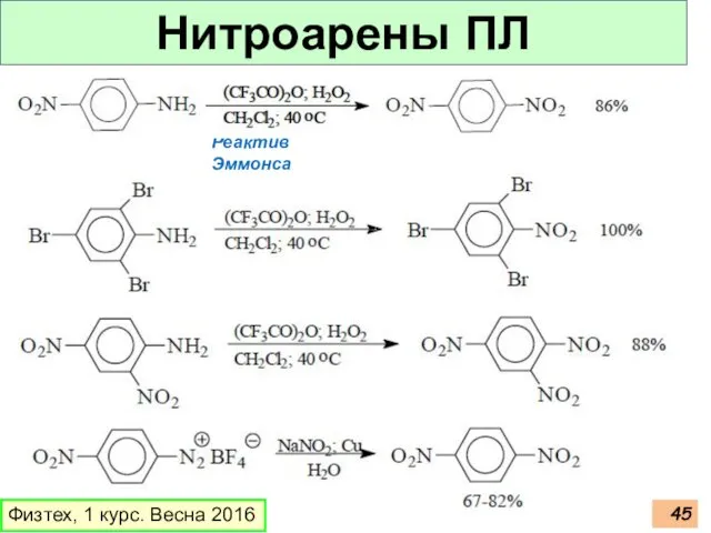 Физтех, 1 курс. Весна 2016 Нитроарены ПЛ Реактив Эммонса