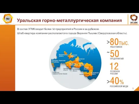 1 В состав УГМК входит более 50 предприятий в России и
