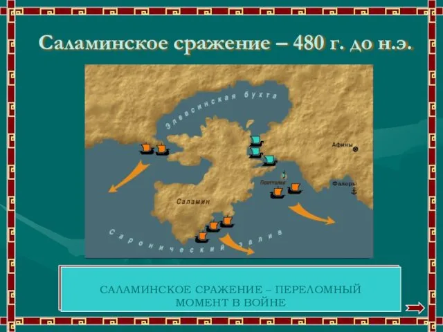 Саламинское сражение – 480 г. до н.э. СООТНОШЕНИЕ СИЛ Греки –