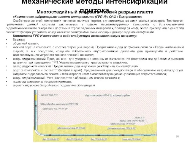 Механические методы интенсификации притока Многостадийный гидравлический разрыв пласта «Компоновка гидроразрыва пласта