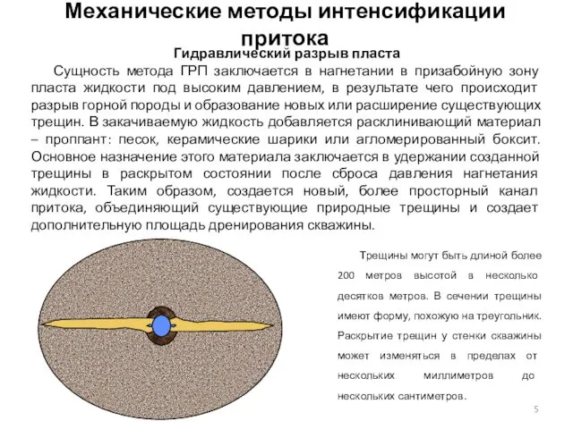 Механические методы интенсификации притока Гидравлический разрыв пласта Сущность метода ГРП заключается