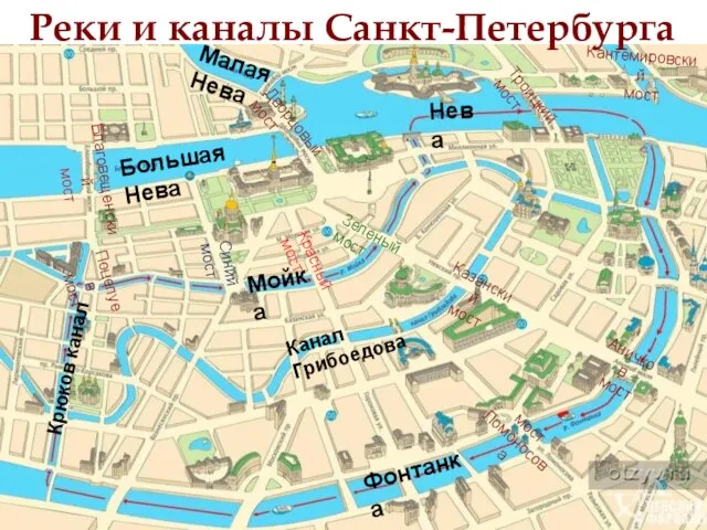 Большая Нева Канал Грибоедова Фонтанка Мойка Малая Нева Крюков канал Нева