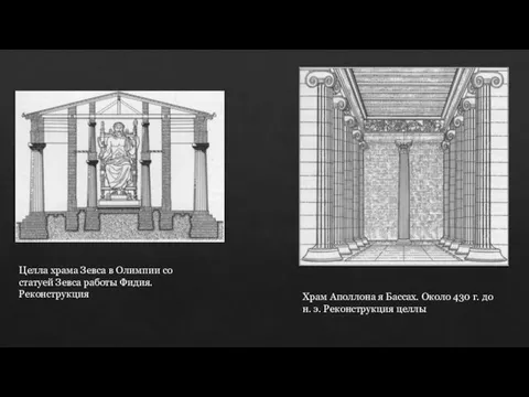 Целла храма Зевса в Олимпии со статуей Зевса работы Фидия. Реконструкция
