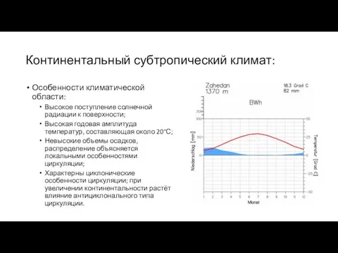 Континентальный субтропический климат: Особенности климатической области: Высокое поступление солнечной радиации к