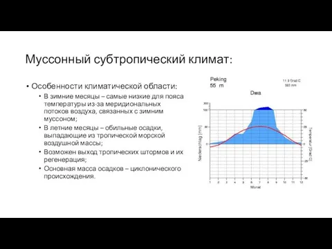 Муссонный субтропический климат: Особенности климатической области: В зимние месяцы – самые