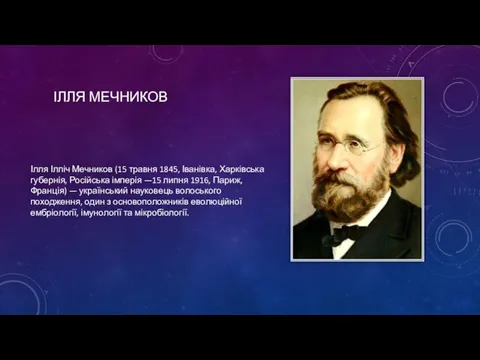 ІЛЛЯ МЕЧНИКОВ Ілля Ілліч Мечников (15 травня 1845, Іванівка, Харківська губернія,