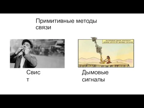 Примитивные методы связи Свист Дымовые сигналы