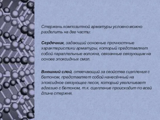 Стержень композитной арматуры условно можно разделить на две части: Сердечник, задающий