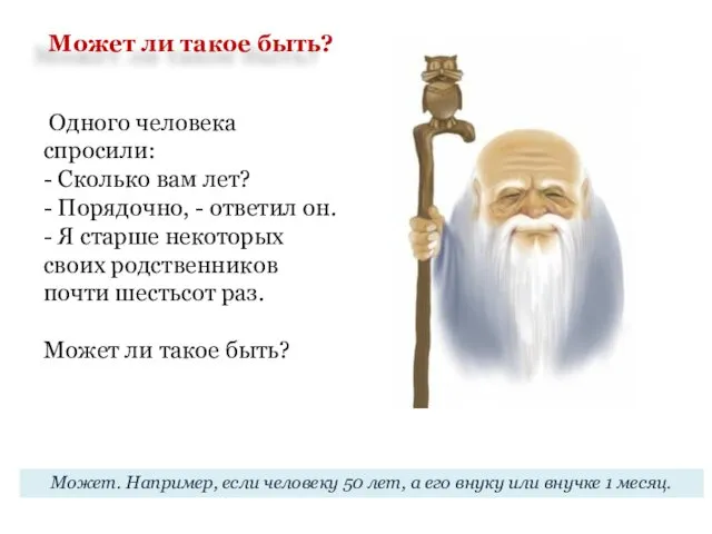 Может ли такое быть? Одного человека спросили: - Сколько вам лет?