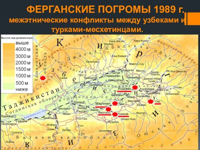 ФЕРГАНСКИЕ ПОГРОМЫ 1989 г. межэтнические конфликты между узбеками и турками-месхетинцами.