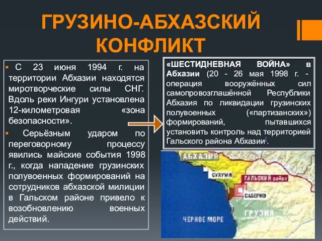 С 23 июня 1994 г. на территории Абхазии находятся миротворческие силы