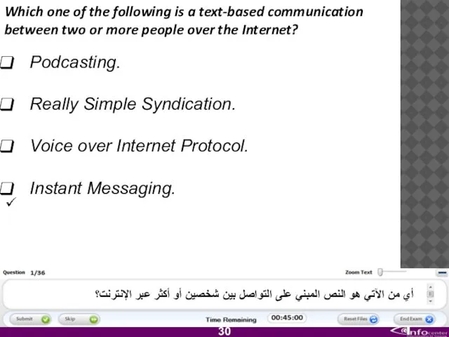 Which one of the following is a text-based communication between two
