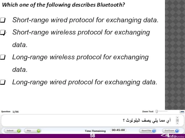 Which one of the following describes Bluetooth? Short-range wired protocol for