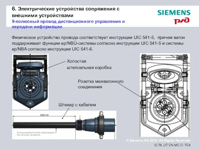 6. Электрические устройства сопряжения с внешними устройствами 9-полюсный провод дистанционного управления