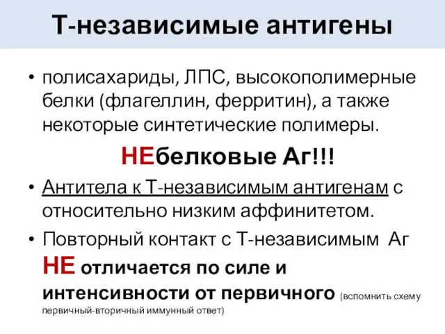 полисахариды, ЛПС, высокополимерные белки (флагеллин, ферритин), а также некоторые синтетические полимеры.