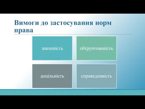 Вимоги до застосування норм права законність обґрунтованість доцільність справедливість