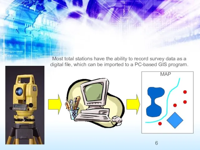 Most total stations have the ability to record survey data as