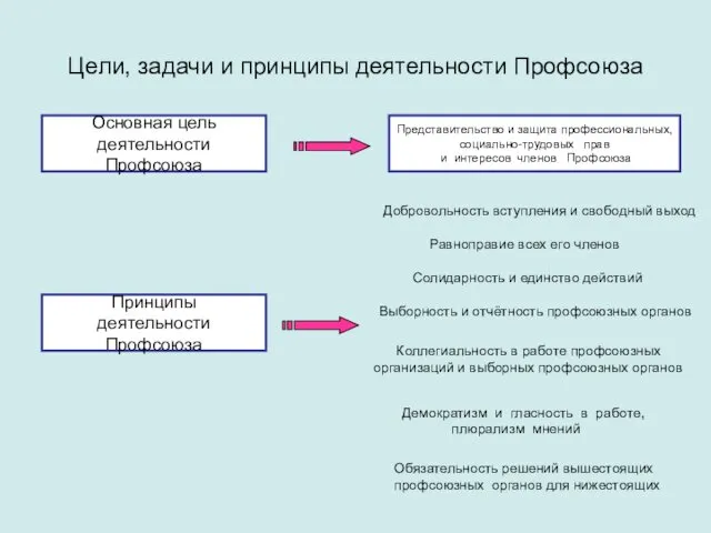 Цели, задачи и принципы деятельности Профсоюза Основная цель деятельности Профсоюза Представительство