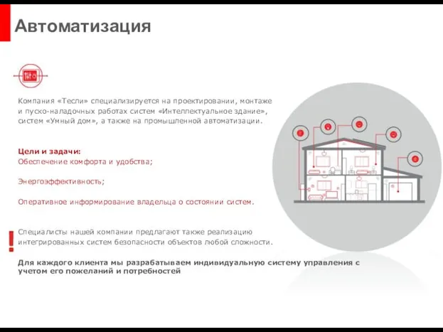 Компания «Тесли» специализируется на проектировании, монтаже и пуско-наладочных работах систем «Интеллектуальное