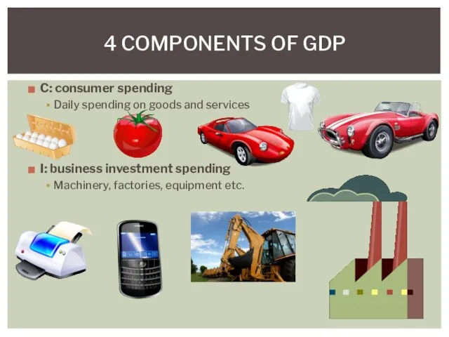 C: consumer spending Daily spending on goods and services I: business