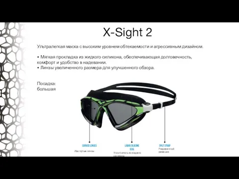 X-Sight 2 Ультралегкая маска с высоким уровнем обтекаемости и агрессивным дизайном.