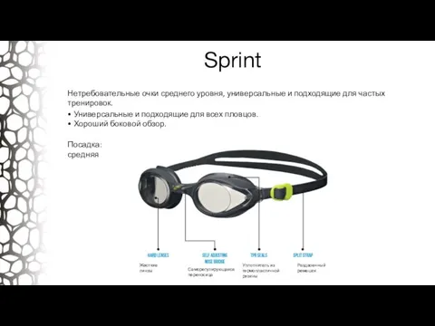 Sprint Нетребовательные очки среднего уровня, универсальные и подходящие для частых тренировок.