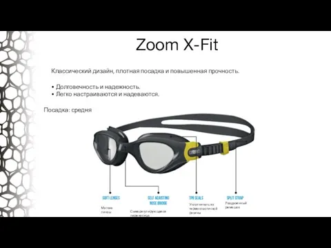 Zoom X-Fit Классический дизайн, плотная посадка и повышенная прочность. • Долговечность