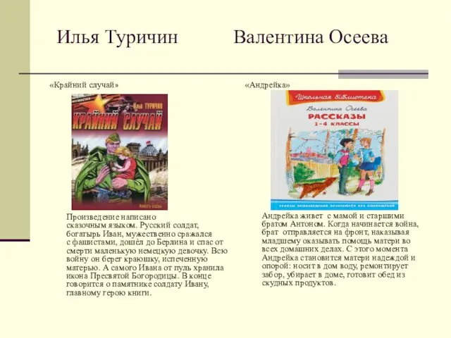 Илья Туричин Валентина Осеева «Крайний случай» Произведение написано сказочным языком. Русский