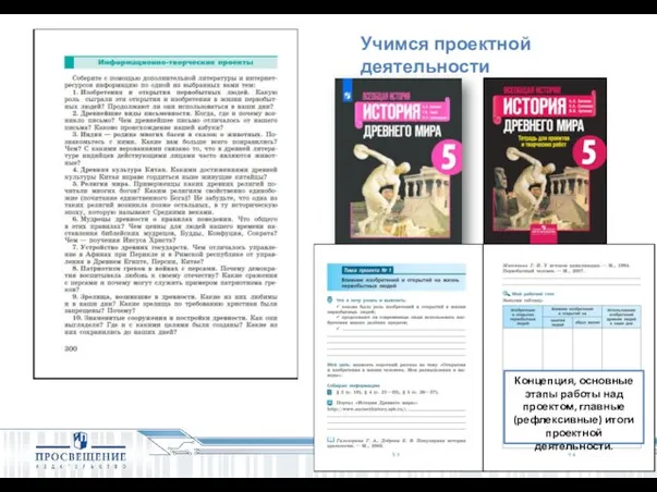 Учимся проектной деятельности Концепция, основные этапы работы над проектом, главные (рефлексивные) итоги проектной деятельности.