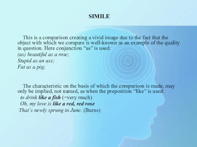 SIMILE This is a comparison creating a vivid image due to