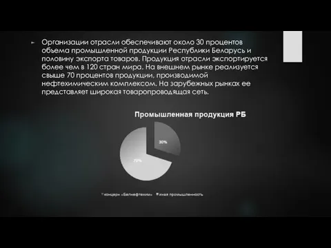 Организации отрасли обеспечивают около 30 процентов объема промышленной продукции Республики Беларусь