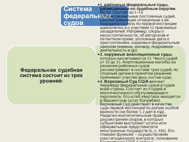 Система федеральных судов Федеральная судебная система состоит из трех уровней: 1.