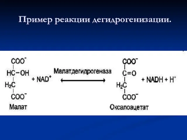 Пример реакции дегидрогенизации.