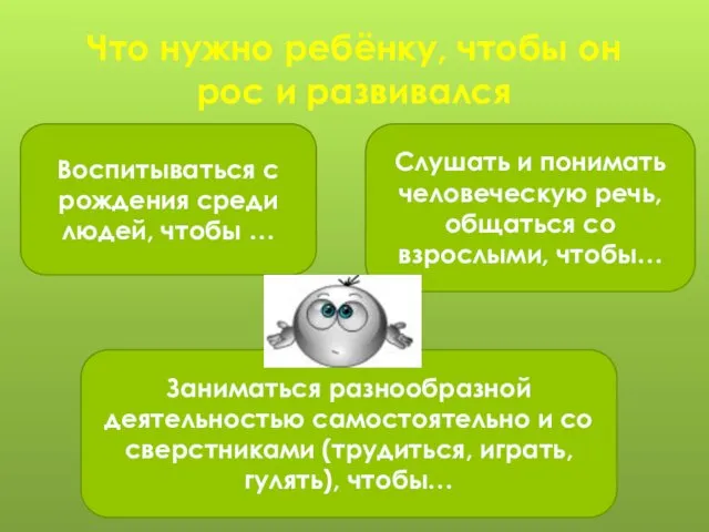 Что нужно ребёнку, чтобы он рос и развивался Воспитываться с рождения