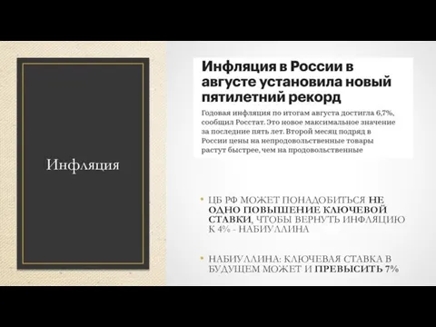 Инфляция ЦБ РФ МОЖЕТ ПОНАДОБИТЬСЯ НЕ ОДНО ПОВЫШЕНИЕ КЛЮЧЕВОЙ СТАВКИ, ЧТОБЫ