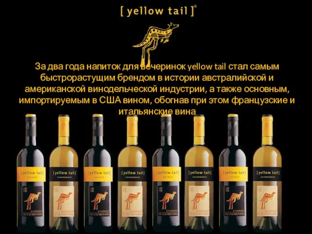 За два года напиток для вечеринок yellow tail стал самым быстрорастущим