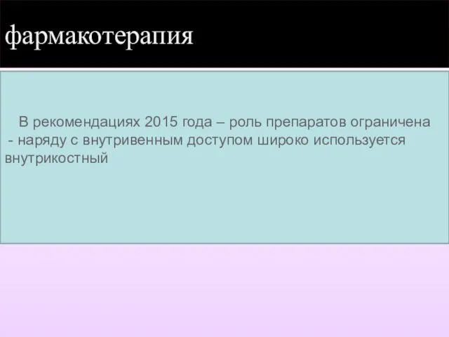 фармакотерапия В рекомендациях 2015 года – роль препаратов ограничена - наряду