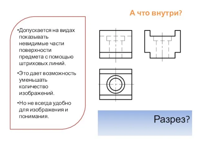 А что внутри? Допускается на видах показывать невидимые части поверхности предмета