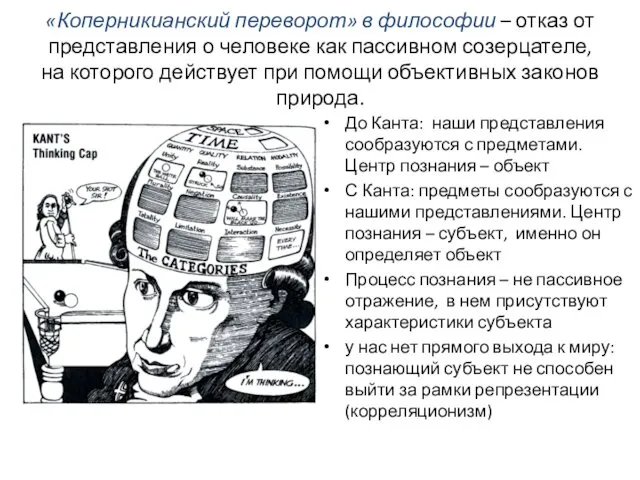 «Коперникианский переворот» в философии – отказ от представления о человеке как