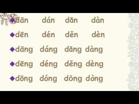 dān dán dǎn dàn dēn dén děn dèn dānɡ dánɡ dǎnɡ