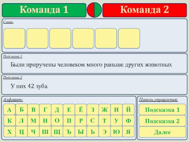 Подсказка 1 Подсказка 2 Были приручены человеком много раньше других животных